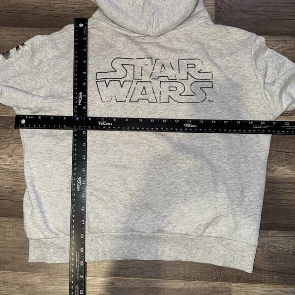 Star Wars Pull Over Hoodie Crop Youth Size Large Grey - Picture 8 of 8